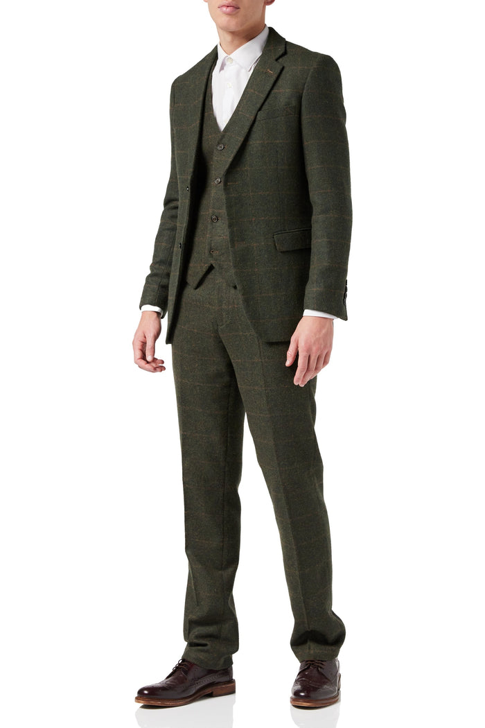 OLIVE GREEN TWEED CHECK JACKET