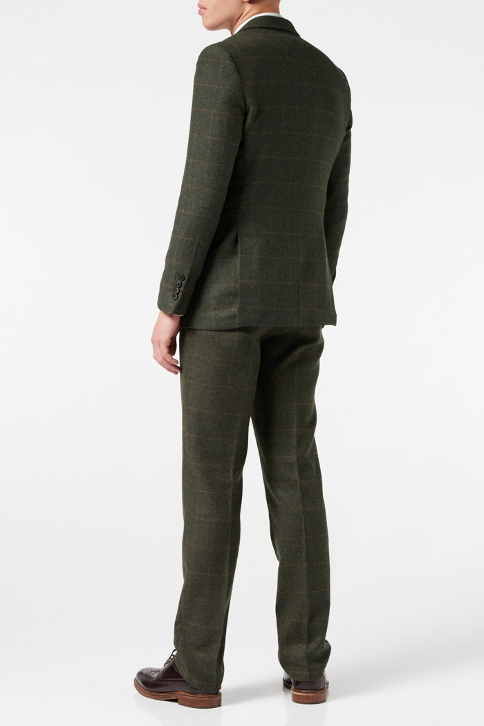 OLIVE GREEN TWEED CHECK JACKET