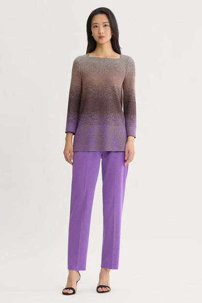 Ombre Jacquard Knit Tunic, Sunset Purple/Dark Umber/Warm Taupe/French Almond/Black | Ming Wang