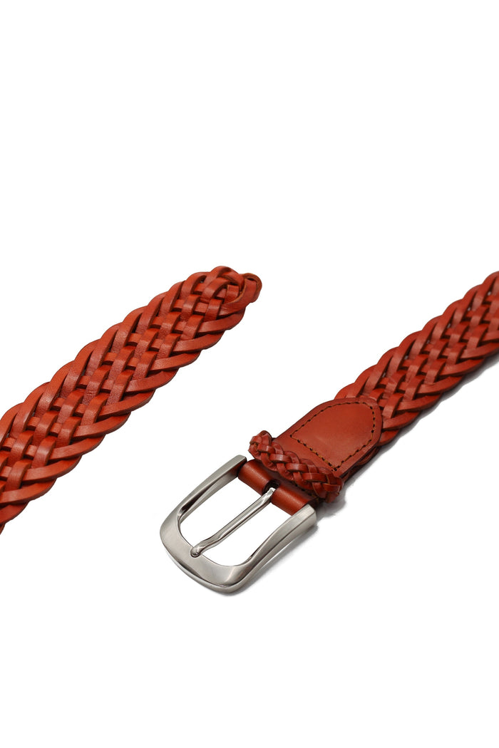 ORANGE WOVEN LEATHER BELT