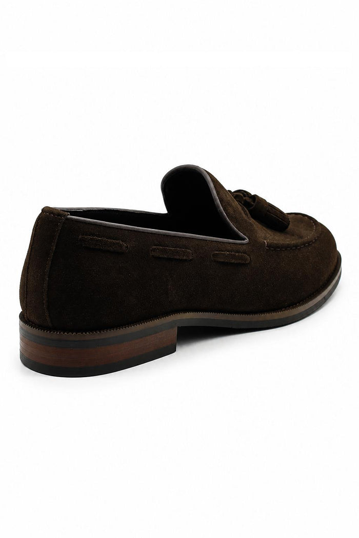 PABLO Men’s Brown Real Suede Leather Tassel Loafers