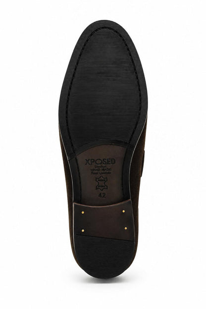 PABLO Men’s Brown Real Suede Leather Tassel Loafers