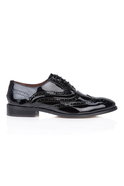 PATENT LEATHER OXFORD BROGUE - BLACK
