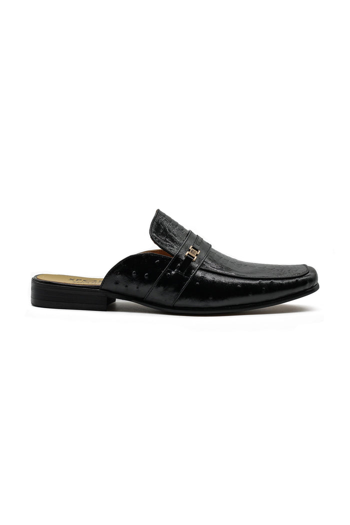 Patent Leather Print Backless Loafers