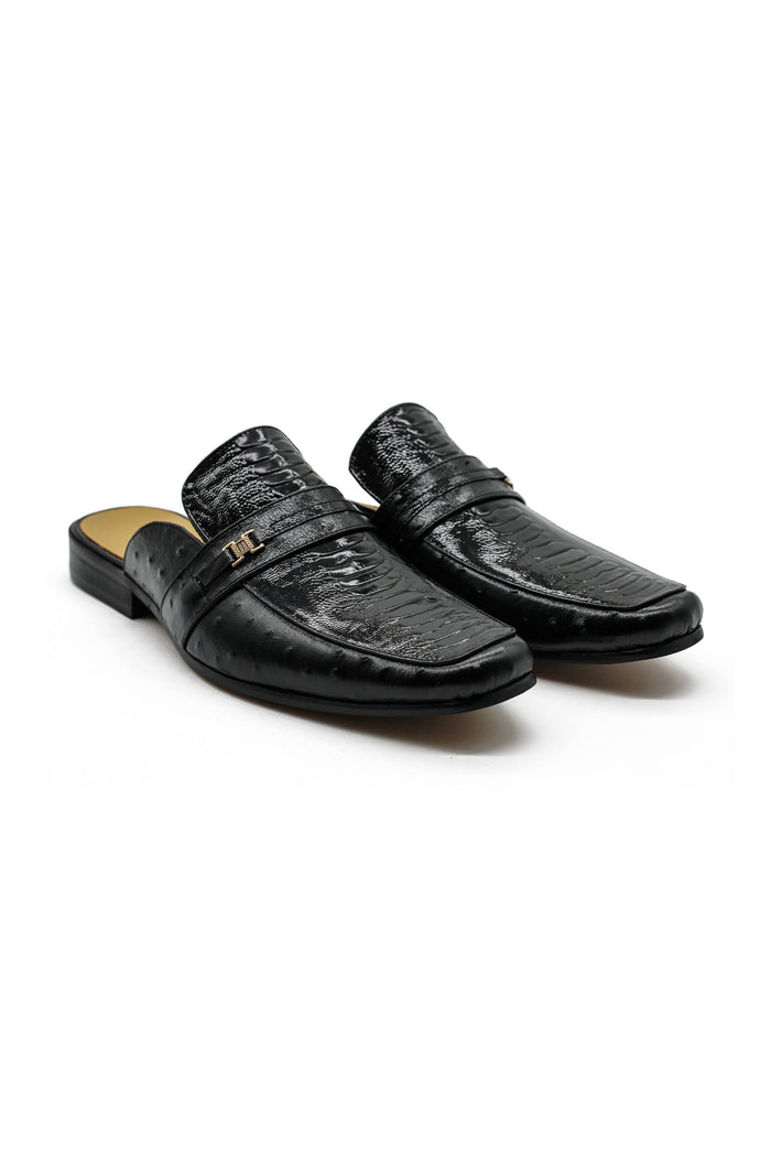 Patent Leather Print Backless Loafers