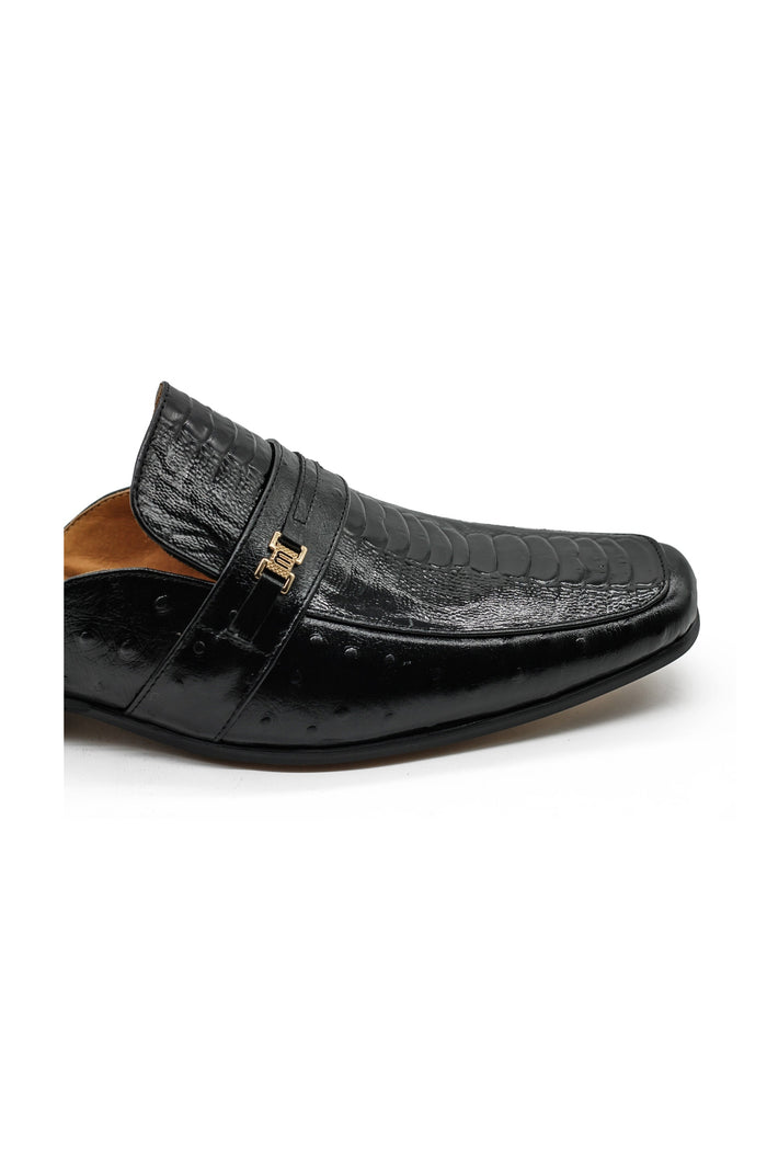 Patent Leather Print Backless Loafers