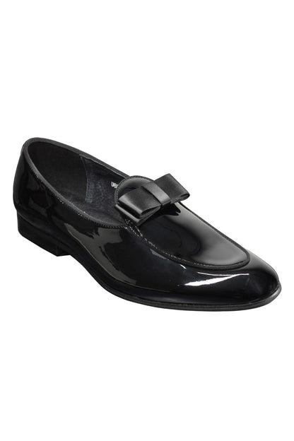 PATENT LOAFERS WITH BOW TIE
