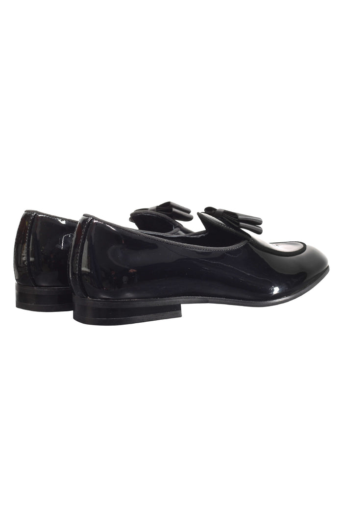 PATENT LOAFERS WITH BOW TIE