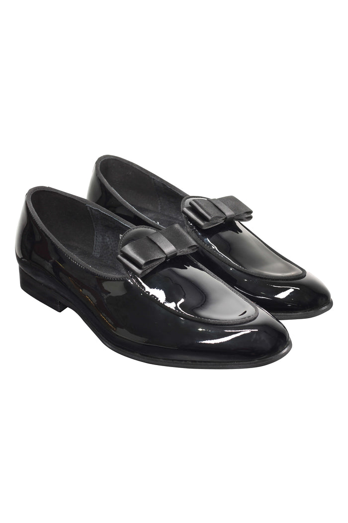 PATENT LOAFERS WITH BOW TIE