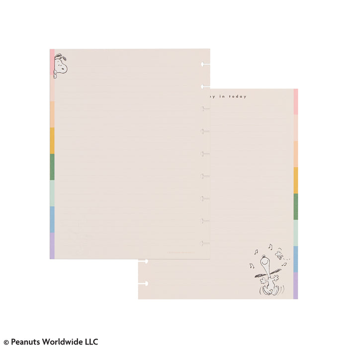 PEANUTS™ - Dotted Lined Classic Filler Paper - 40 Sheets with pastel dotted lines colorful accents and Peanuts character artwork for disc bound planners