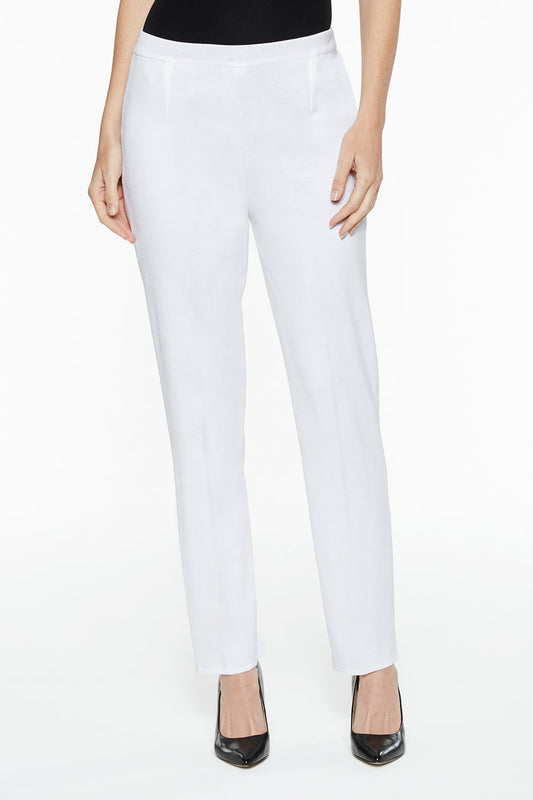 Petite Knit Lined Straight-Leg Pants, White | Ming Wang