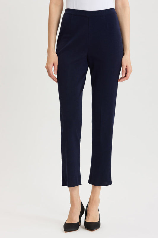 Petite Knit Straight-Leg Ankle Pants, Indigo, Indigo | Ming Wang