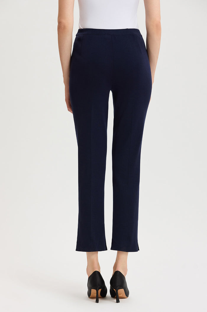 Petite Knit Straight-Leg Ankle Pants, Indigo, Indigo | Ming Wang