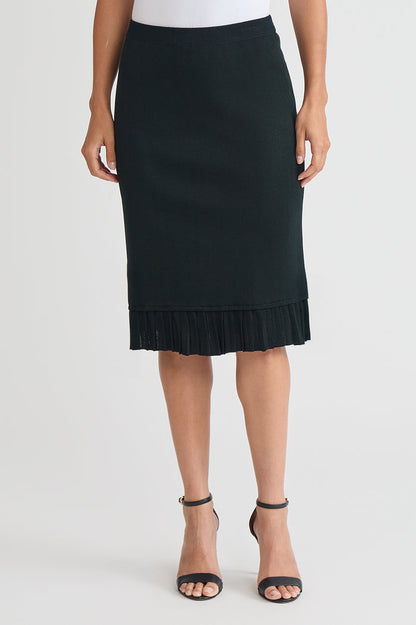 Petite Pleat Hem Knit Skirt, Black | Ming Wang