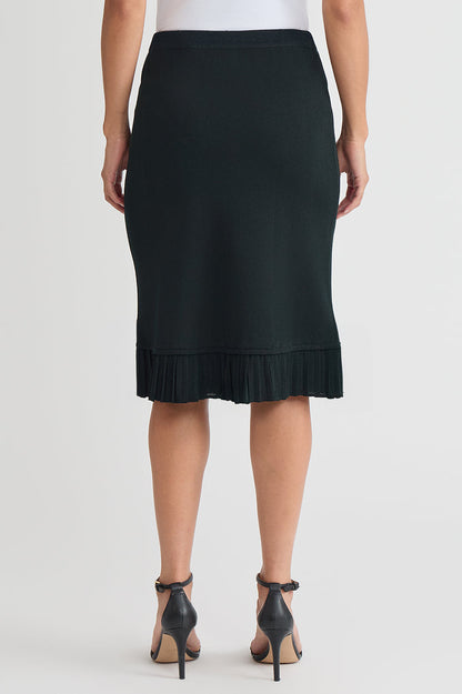 Petite Pleat Hem Knit Skirt, Black | Ming Wang