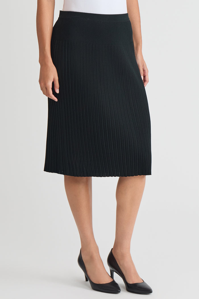 Petite Rib Pleat Straight Skirt, Black | Ming Wang