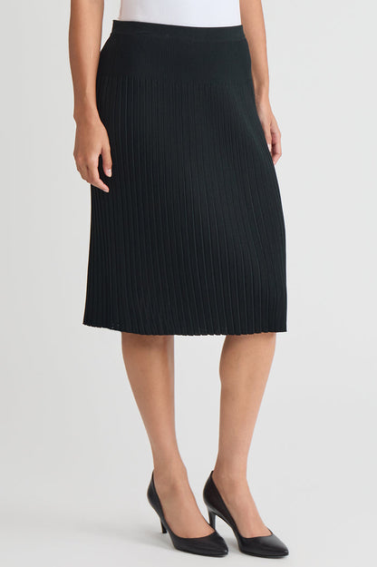 Petite Rib Pleat Straight Skirt, Black | Ming Wang