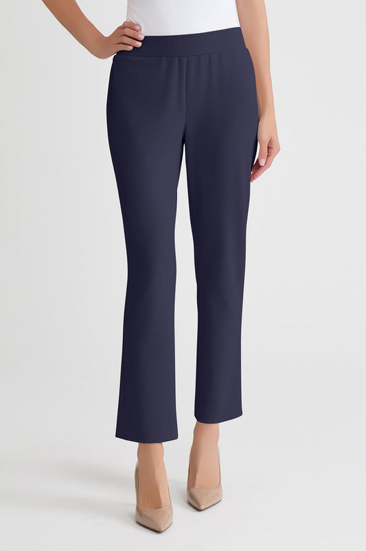 Petite Stretch Deco Crepe Straight-Leg Pants, Indigo, Indigo | Ming Wang