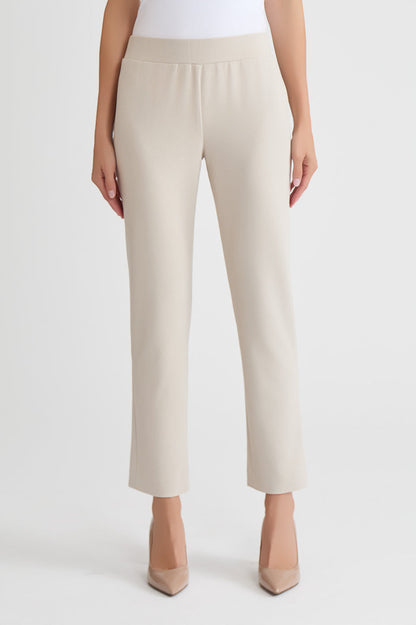 Petite Stretch Deco Crepe Straight-Leg Pants, Limestone, Limestone | Ming Wang