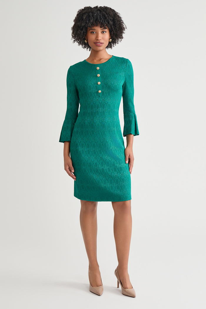 Petite Tonal Multi-Stitch Sheath Dress, Everest | Ming Wang