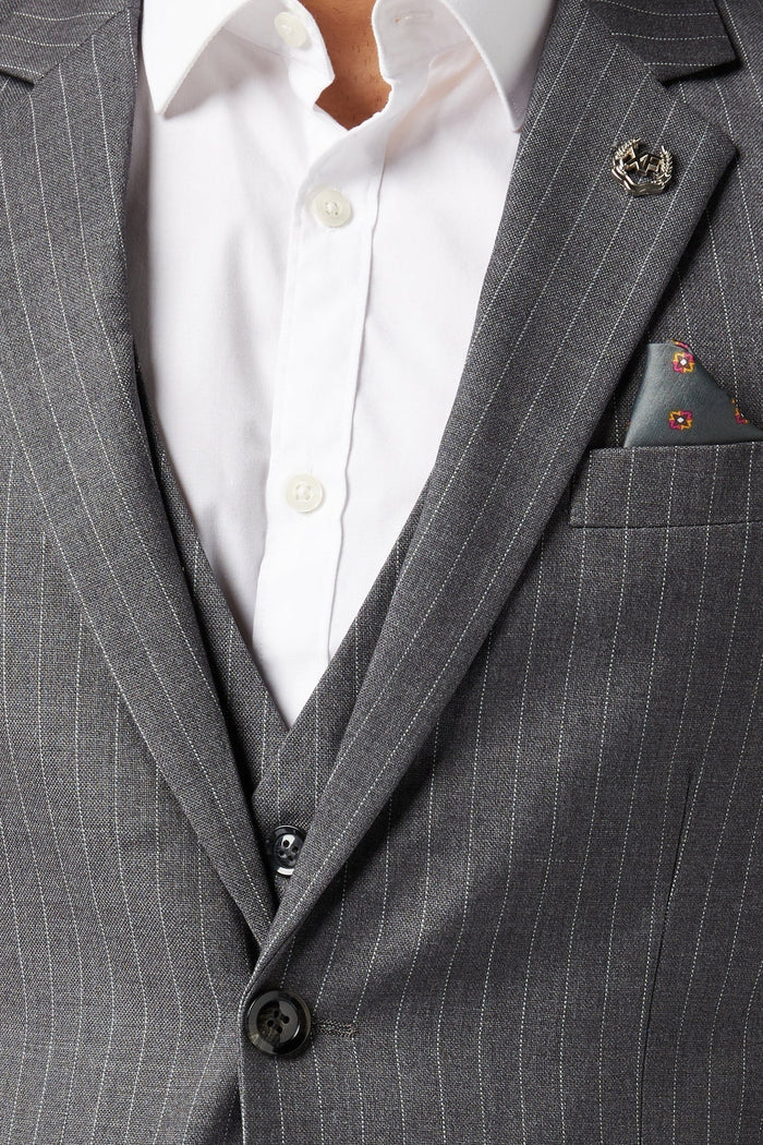 PIN STRIPE GREY SUIT