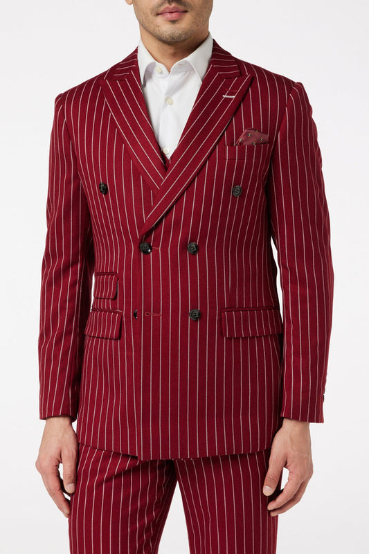 Pinstripe Double Breasted Maroon Jacket