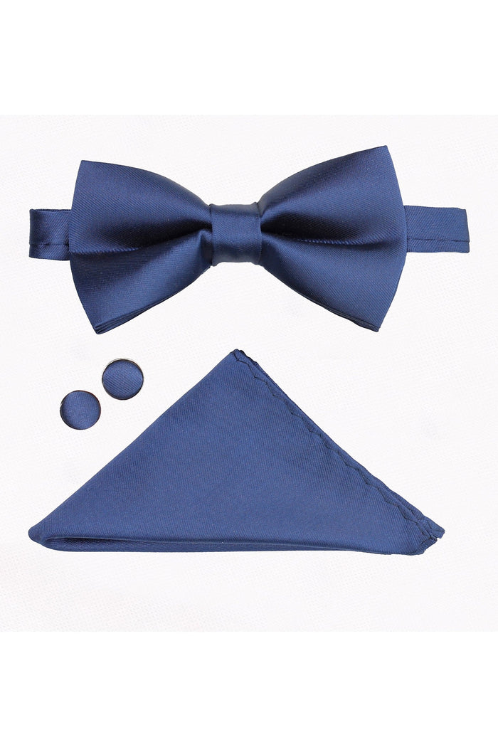 PLAIN NAVY BOW TIE SET
