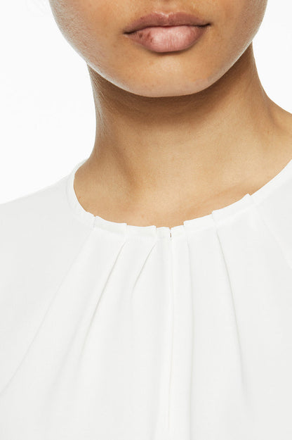Pleat Neck Crepe de Chine Blouse | Ming Wang