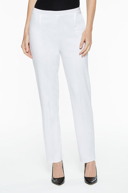 Plus Size Lined Straight Leg Knit Pant, White | Ming Wang