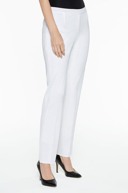 Plus Size Lined Straight Leg Knit Pant, White | Ming Wang
