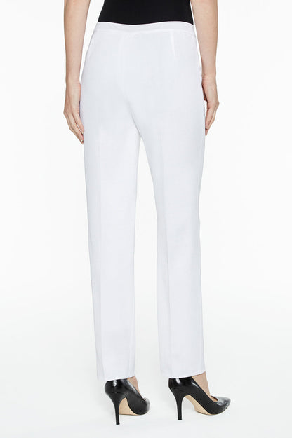 Plus Size Lined Straight Leg Knit Pant, White | Ming Wang