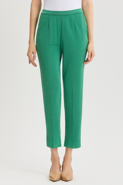 Plus Size Knit Straight-Leg Ankle Pants, Kelly Green, Kelly Green | Ming Wang
