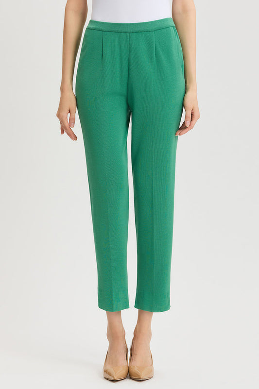 Plus Size Knit Straight-Leg Ankle Pants, Kelly Green, Kelly Green | Ming Wang