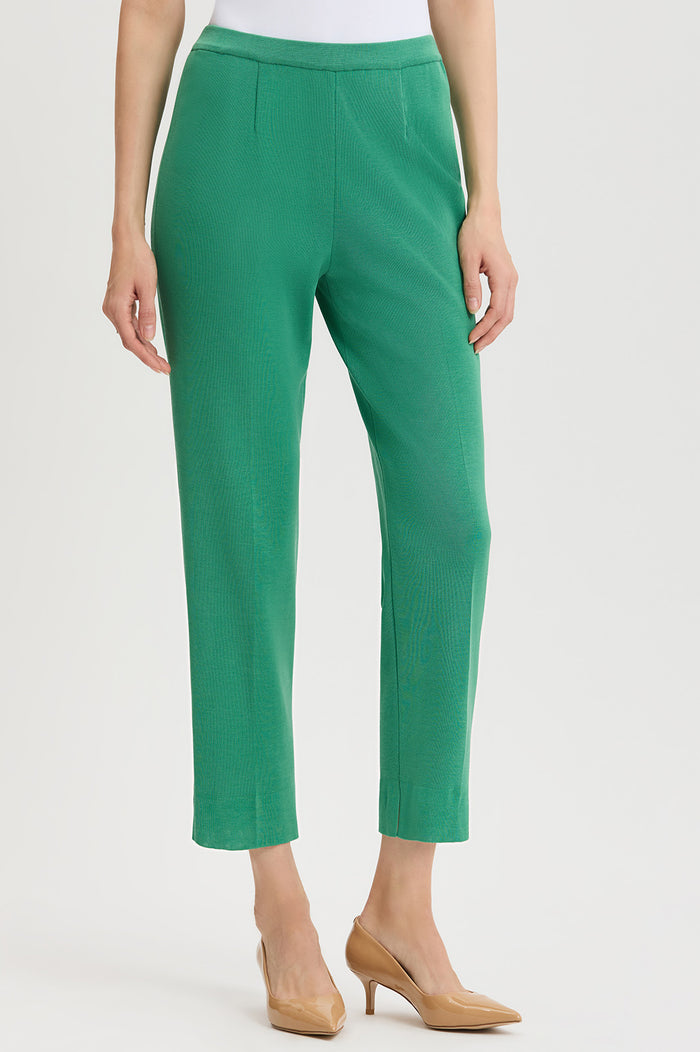 Plus Size Knit Straight-Leg Ankle Pants, Kelly Green, Kelly Green | Ming Wang