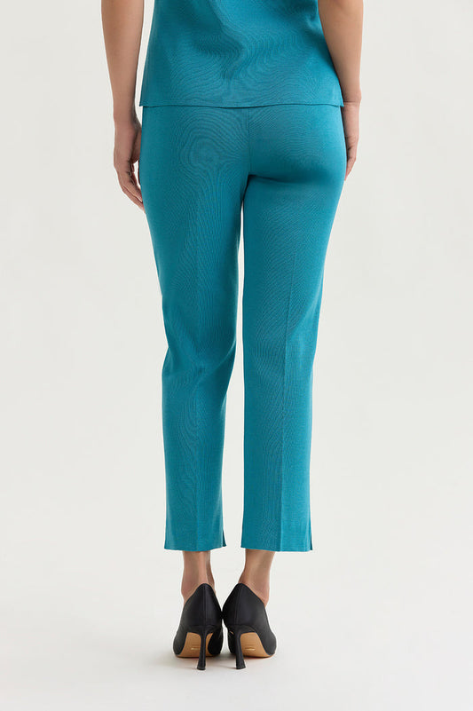 Plus Size Knit Straight-Leg Ankle Pants, Nebula, Nebula | Ming Wang