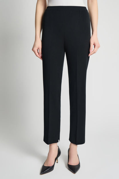 Plus Size Knit Straight-Leg Ankle Pants, Black | Ming Wang