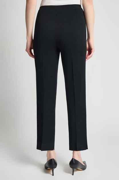 Plus Size Knit Straight-Leg Ankle Pants, Black | Ming Wang