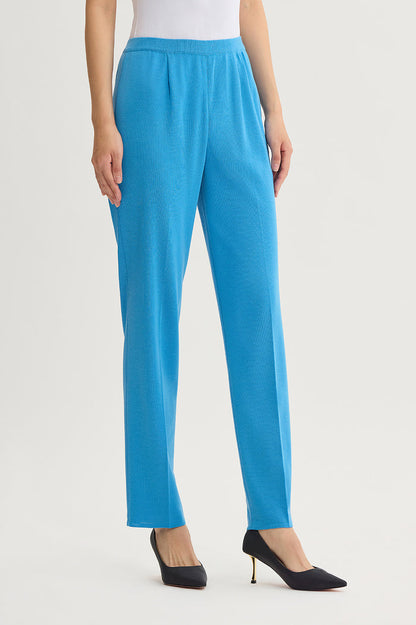 Plus Size Knit Straight-Leg Pants, Tranquil Blue, Tranquil Blue | Ming Wang