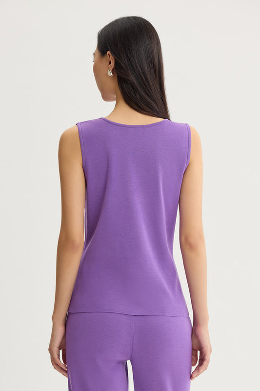 Plus Size Mid-Length Scoop Neck Knit Tank, Sunset Purple, Sunset Purple | Ming Wang