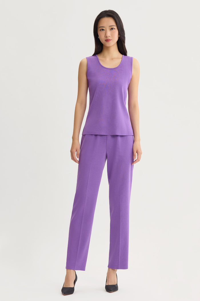 Plus Size Mid-Length Scoop Neck Knit Tank, Sunset Purple, Sunset Purple | Ming Wang