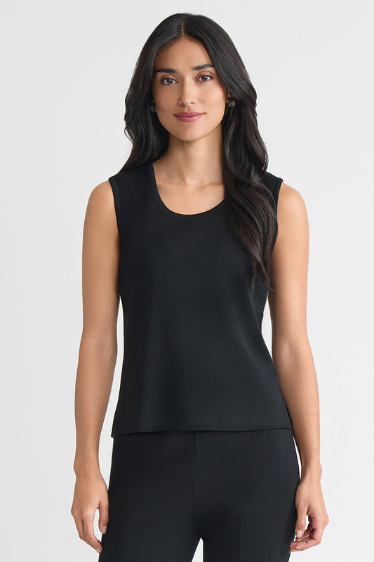 Plus Size Scoop Neck Knit Tank, Black, Black | Ming Wang