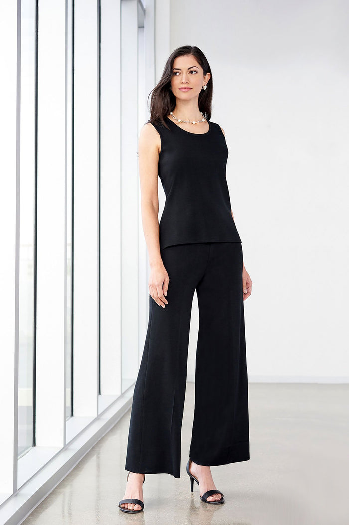 Plus Size Scoop Neck Knit Tank, Black | Ming Wang