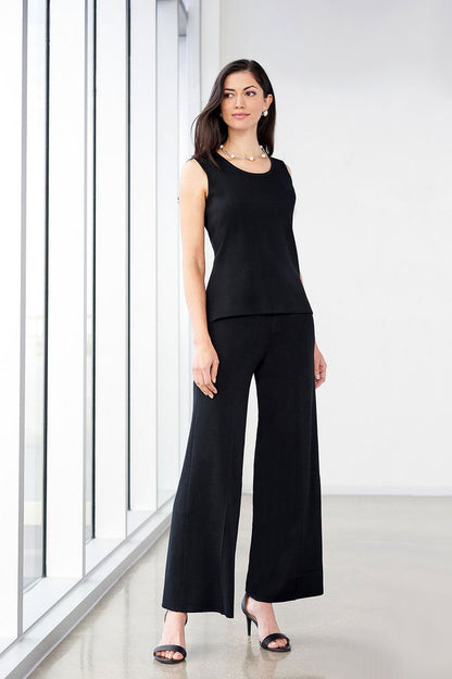 Plus Size Scoop Neck Knit Tank, Black | Ming Wang