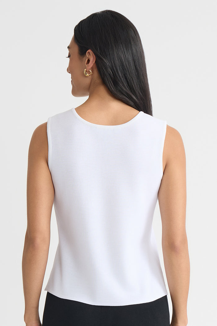 Plus Size Scoop Neck Knit Tank, White, White | Ming Wang