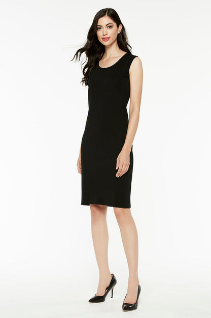 Plus Size Sleeveless Sheath Knit Dress, Black | Ming Wang