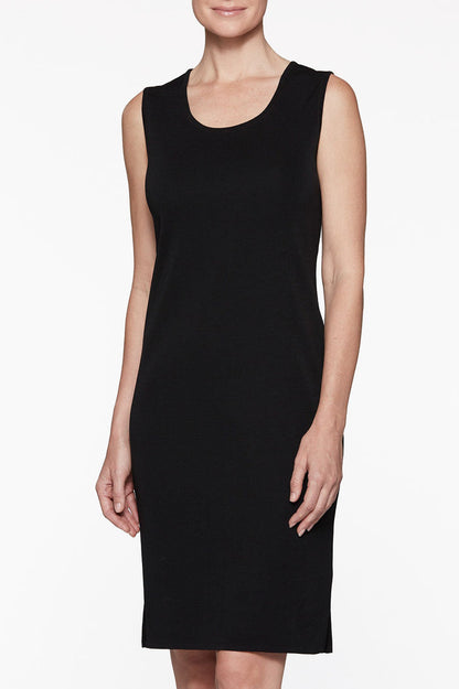 Plus Size Sleeveless Sheath Knit Dress, Black | Ming Wang