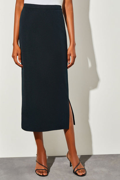 Plus Size Straight Knit Ballerina-Length Skirt | Ming Wang