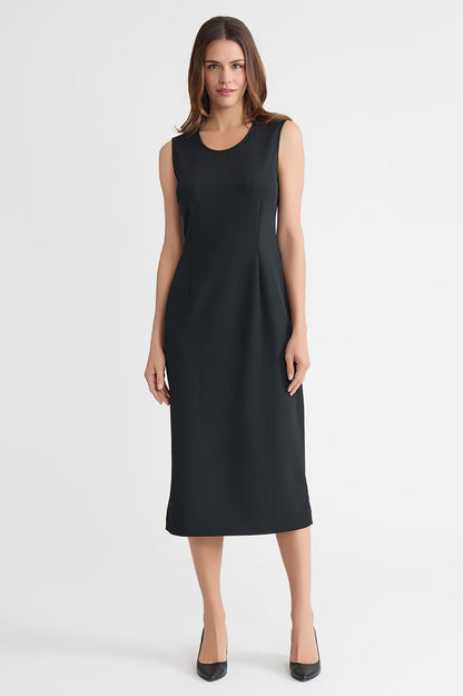 Plus Size Stretch Deco Crepe Sheath Midi Dress, Black, Black | Ming Wang