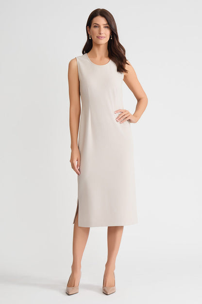 Plus Size Stretch Deco Crepe Sheath Midi Dress, Limestone, Limestone | Ming Wang