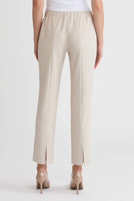 Plus Size Stretch Deco Crepe Straight-Leg Pants, Limestone, Limestone | Ming Wang